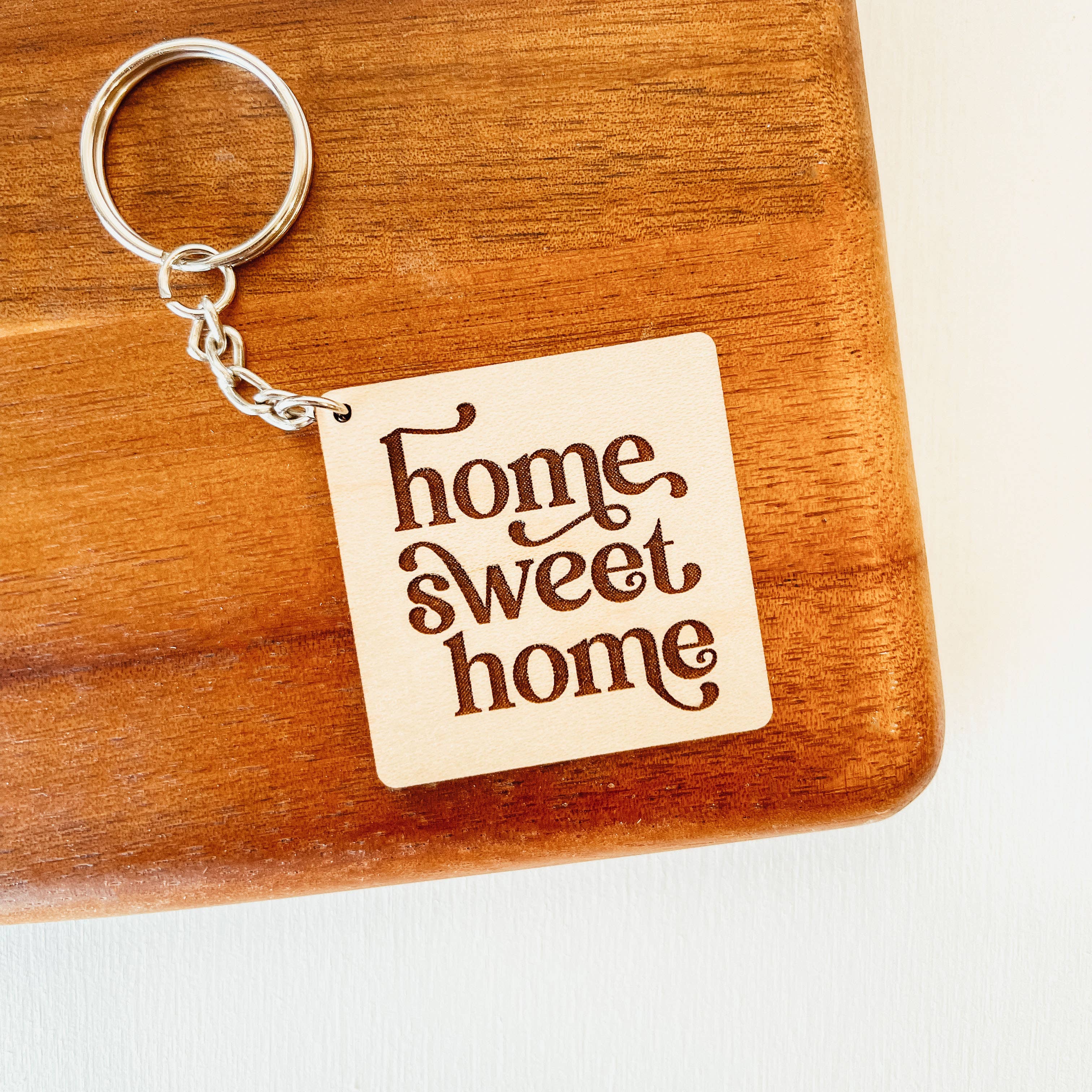 Knotty Design Co. | Home Sweet Home Square Wooden Keychain