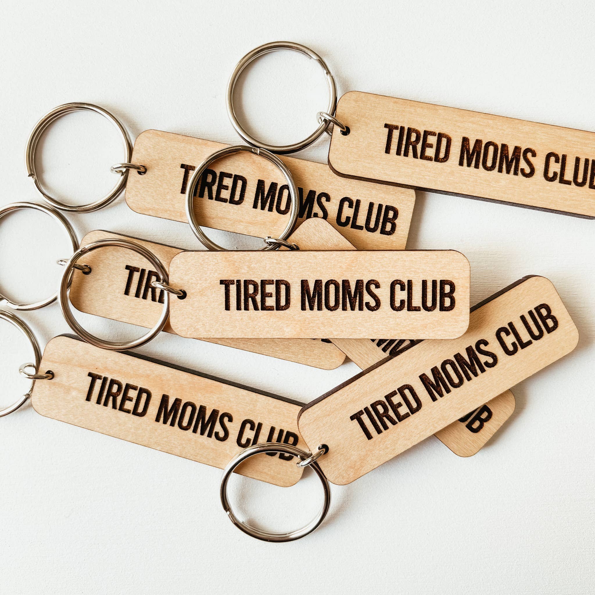 Knotty Design Co. | Tired Moms Club Wooden Keychain
