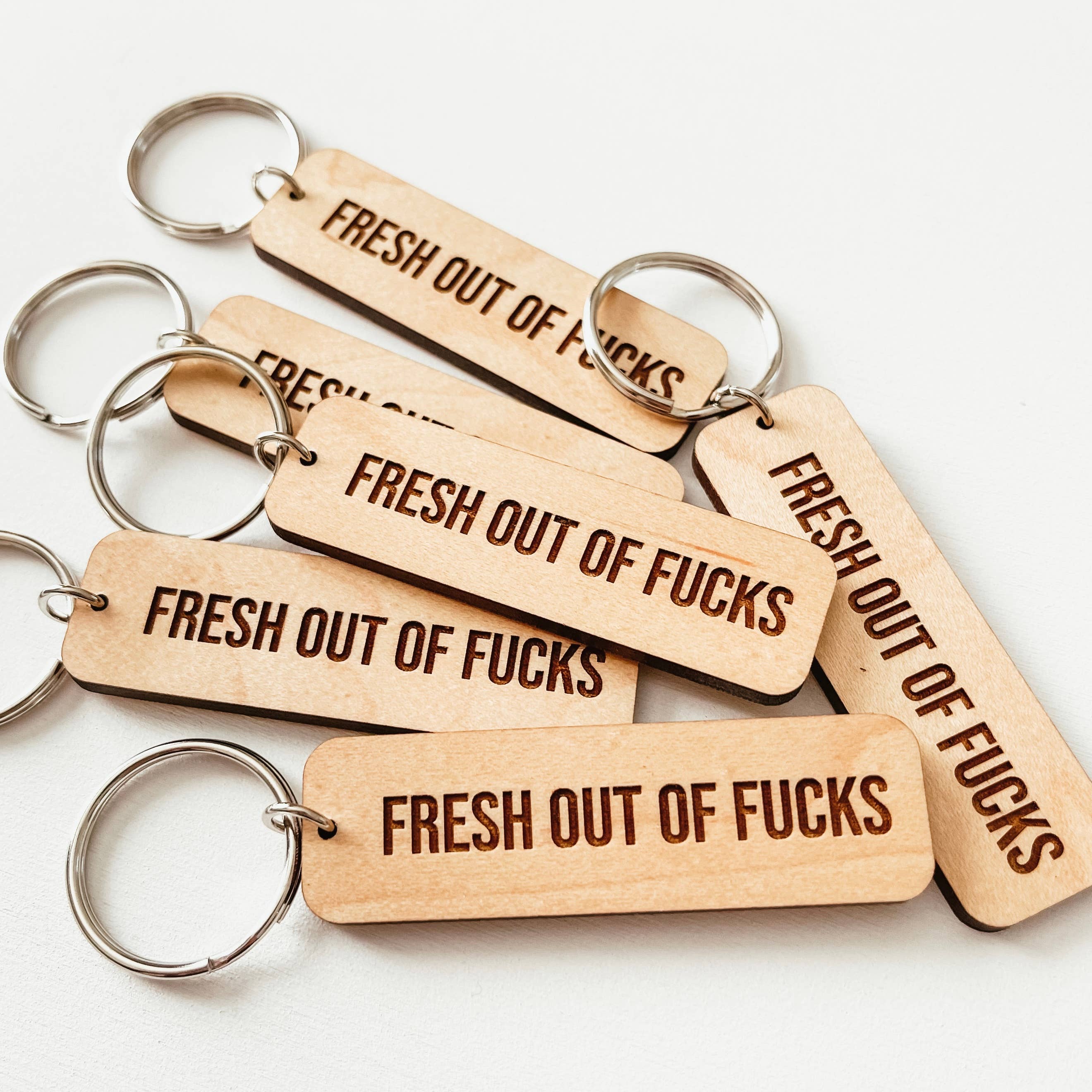 Knotty Design Co. | Fresh Out Of Fucks Wooden Keychain
