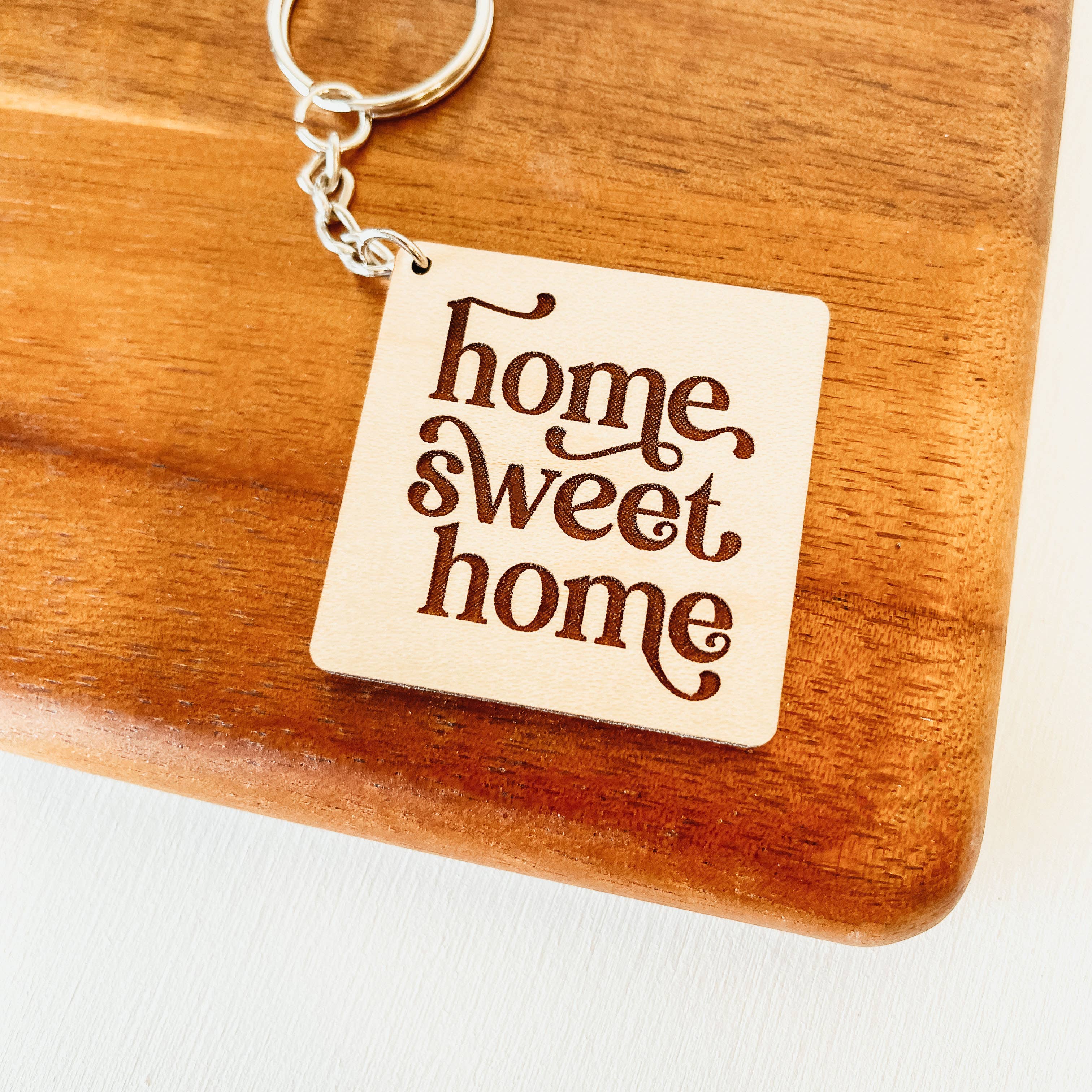 Knotty Design Co. | Home Sweet Home Square Wooden Keychain