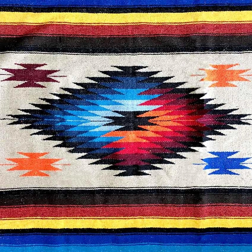 West Path | Baja Aztec Style Mexican Blanket - Khaki Beige