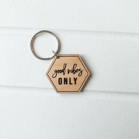 Knotty Design Co.| Good Vibes Only Wooden Keychain
