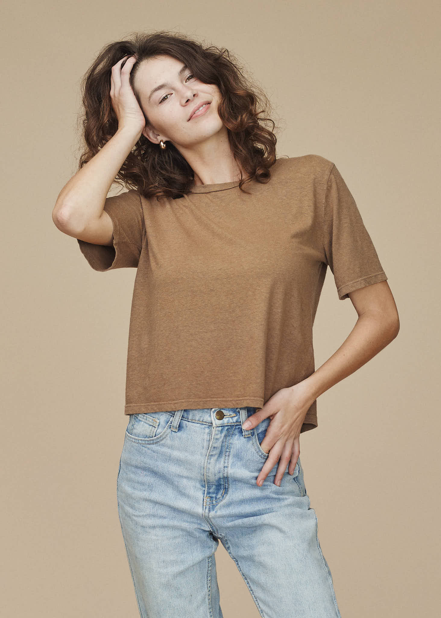 Jungmaven |  Silverlake Cropped Tee - Coyote Brown