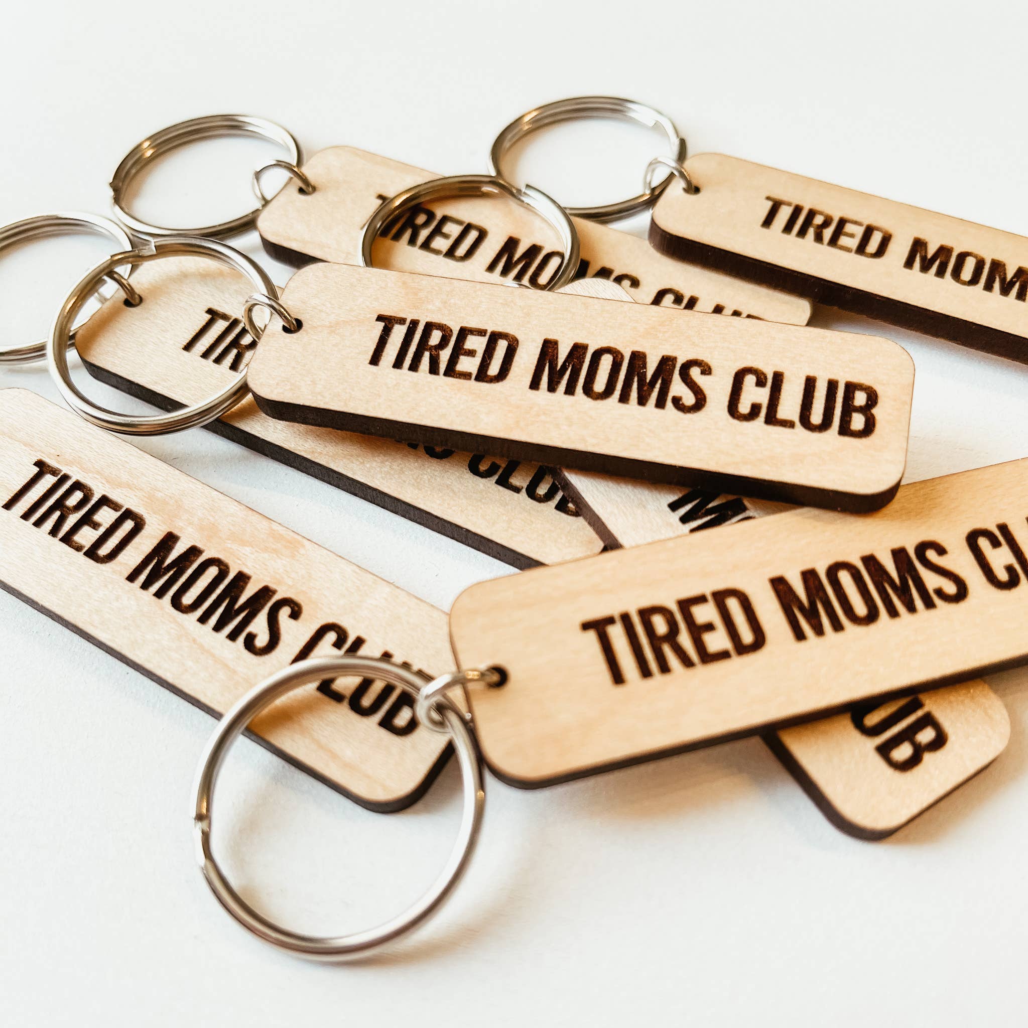 Knotty Design Co. | Tired Moms Club Wooden Keychain