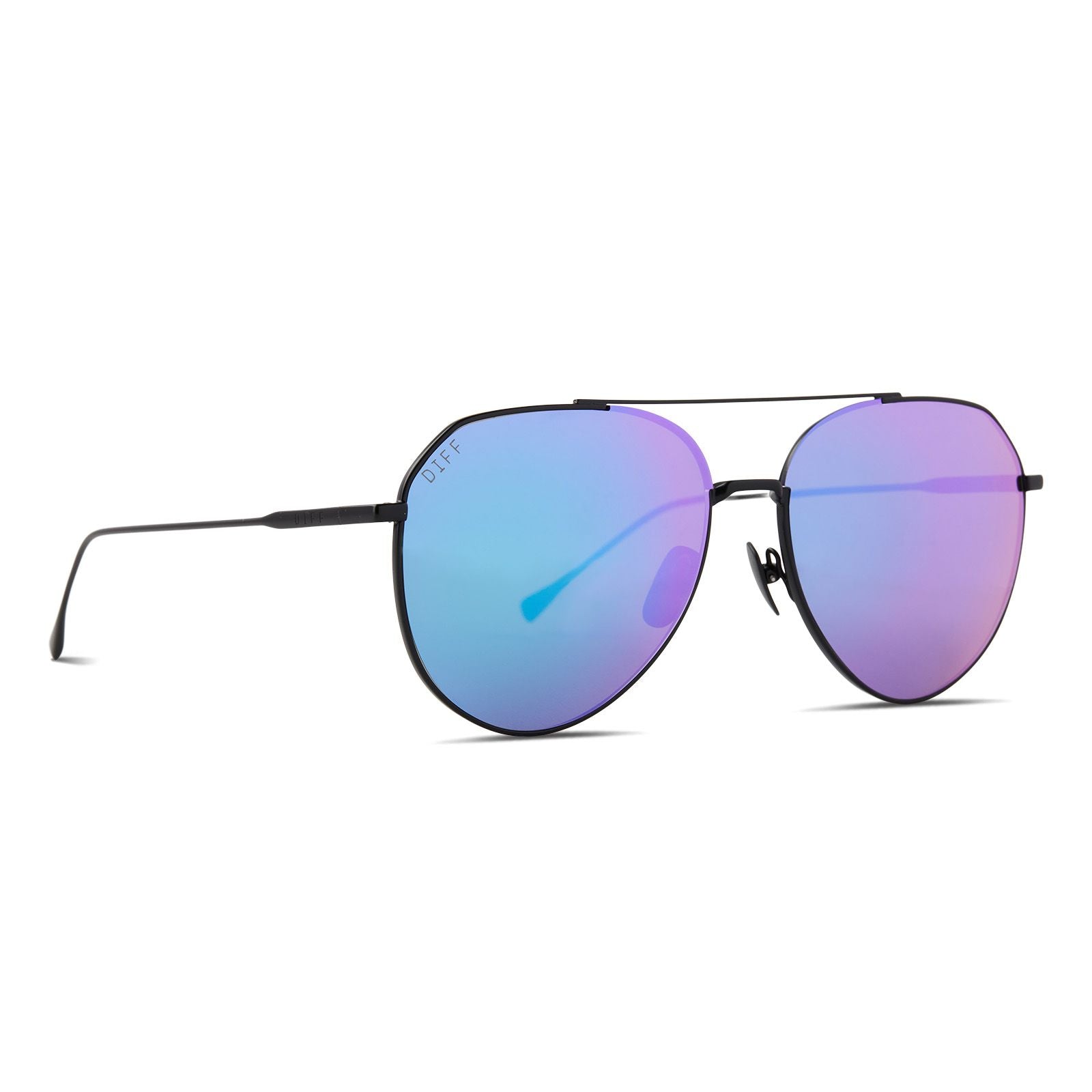 DIFF | Dash - Matte Black + Purple Mirror Sunglasses