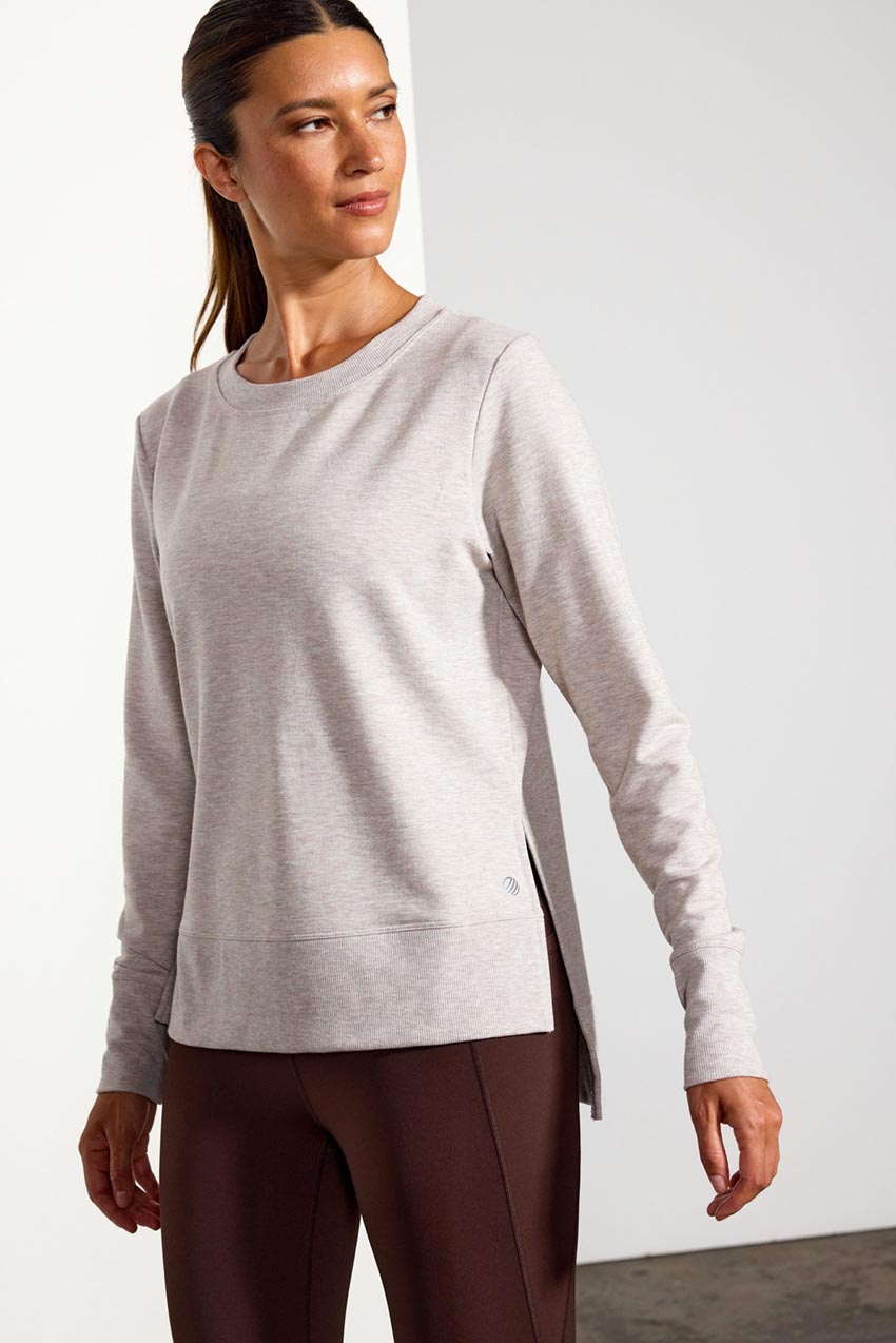 MPG | Serene Modal Relaxed Side Slit Pullover - Oatmeal