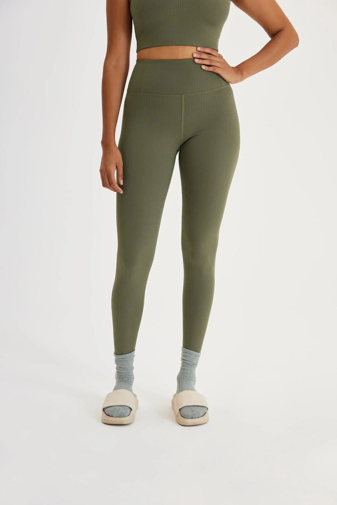 Girlfriend Collective | High Rise Ribbed Legging - Cypress