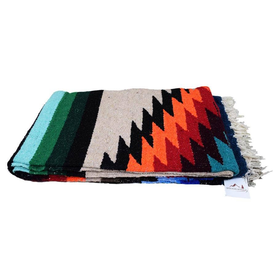 West Path | Baja Aztec Style Mexican Blanket - Khaki Beige