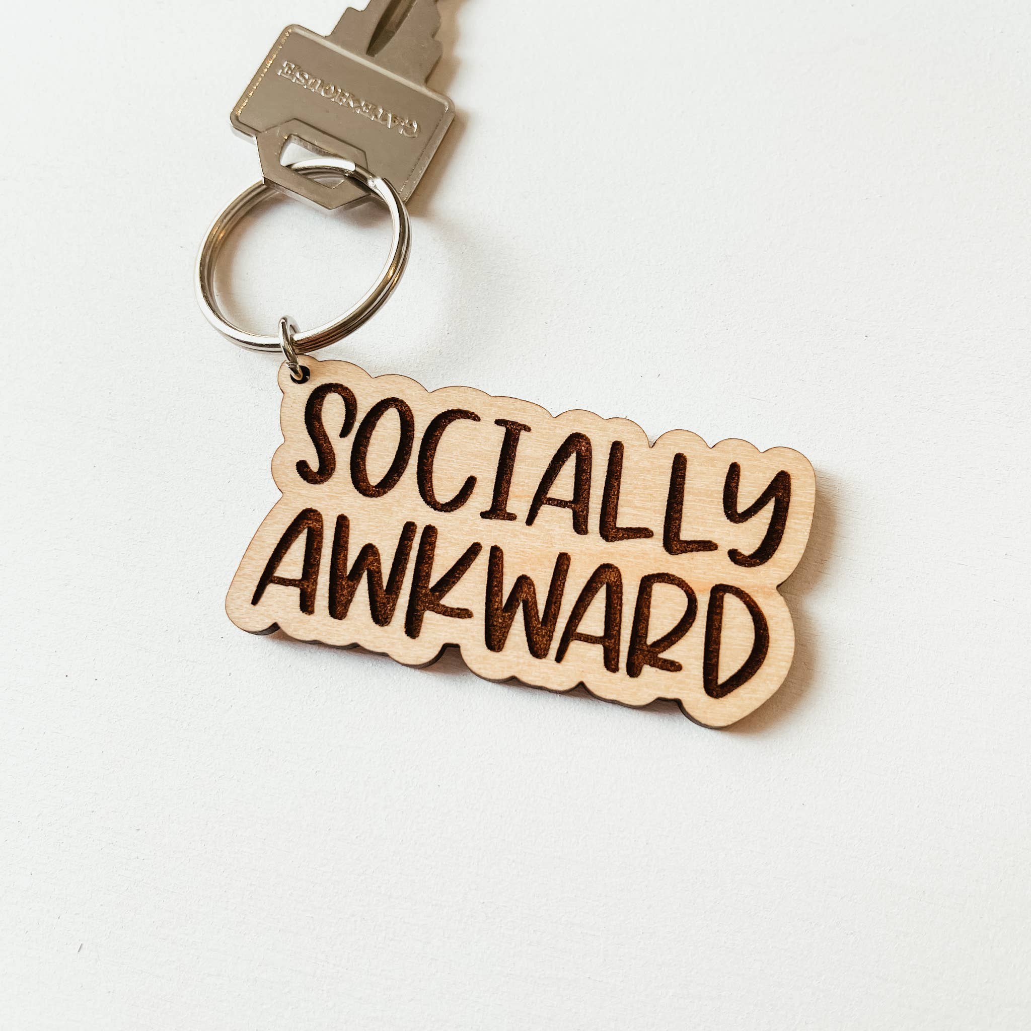 Knotty Design Co. | Socially Awkward Wooden Keychain